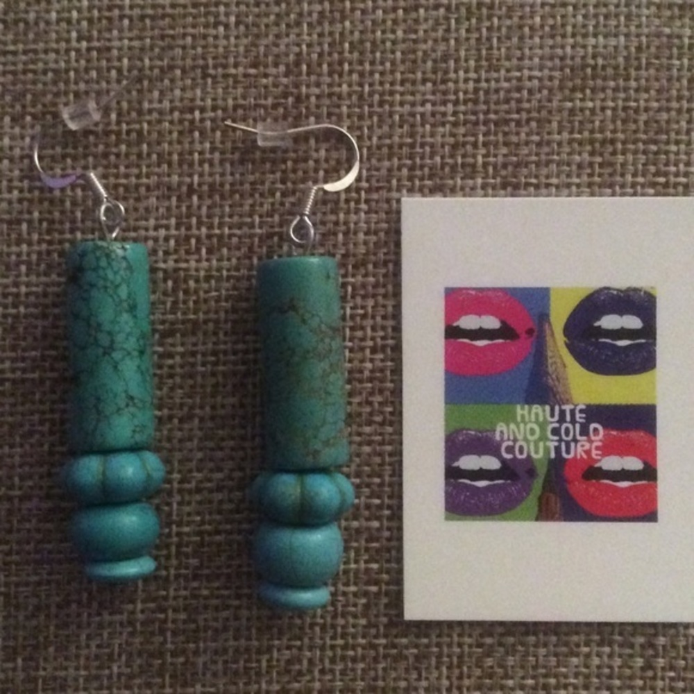 NEW Handmade Turquoise Howlite Pierced Earrings